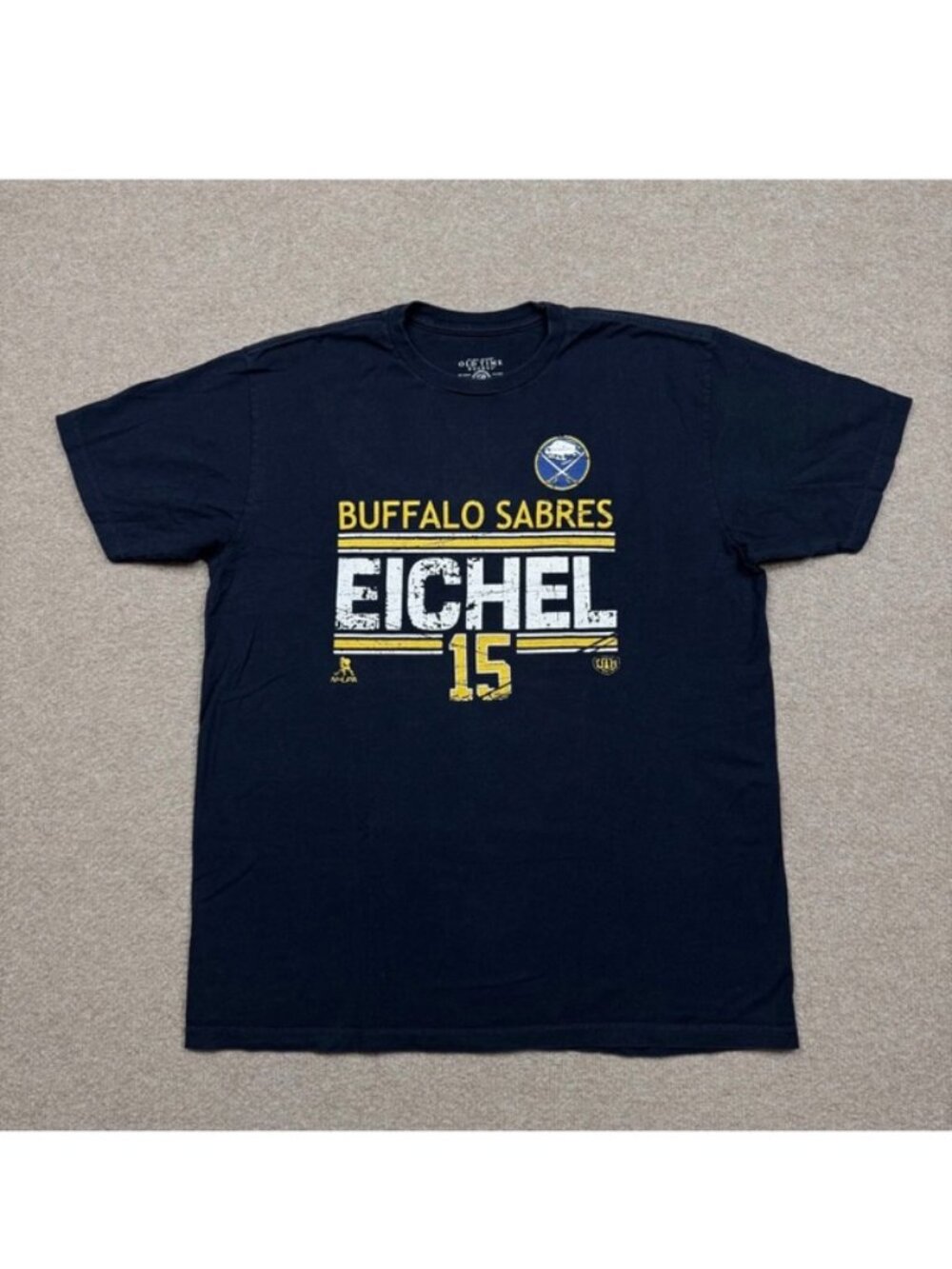Buffalo Sabres Mens Shirt Blue L Short Sleeve Old Time Hockey Tee Adults